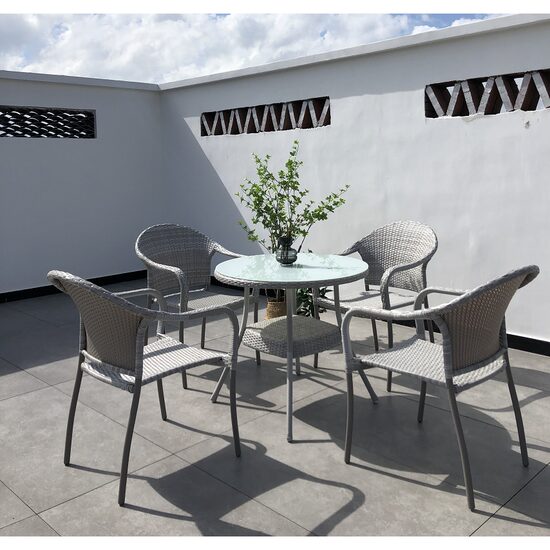 MOB.GR.SET JYG-1072 GRI GREY 5PCS MET-RATTAN 1M+4S