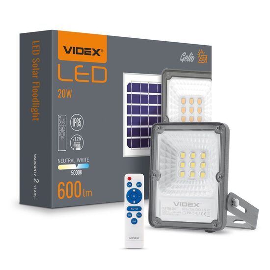 PROIECTOR SOLAR LED VIDEX GELIO 20W NW VLE-FSO-205