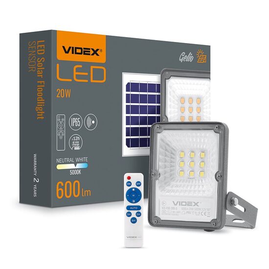 PROIECTOR SOLAR LED+S VIDEX GELIO 20W NW VLE-FSO-205-S