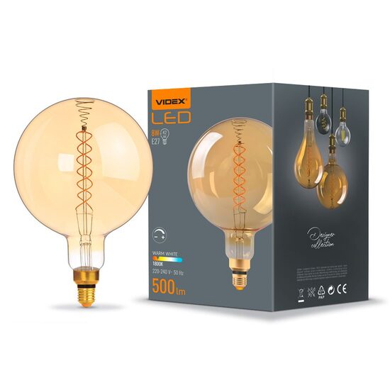 BEC LED VIDEX E27 G200 8W FIL DIM SPIRAL AMBER WW1 VLE-G200FASD-08271