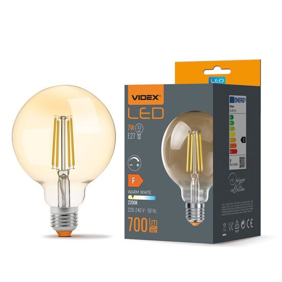BEC LED VIDEX E27 G95 7W FIL DIM AMBER WW VLE-G95FAD-07272