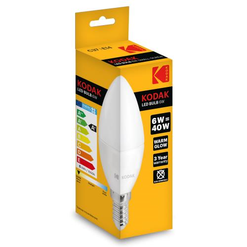 LED KODAK C37 E14 480LM LC 6W/55W Powercom