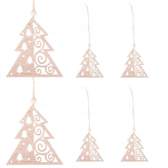 XMAS DECOR LEMN BRAD 6BUC CA0662