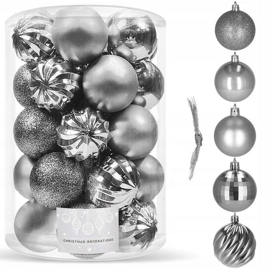 XMAS GLOBURI 6CM 20BUC MIX GRI CA0139