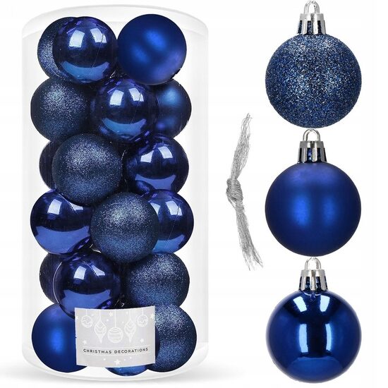 XMAS GLOBURI 4CM 20BUC MIX ALBASTRU INCHIS CA0100