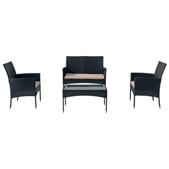 MOB.GR.SET SOFA 4P M+3F BLACK JH-046BK