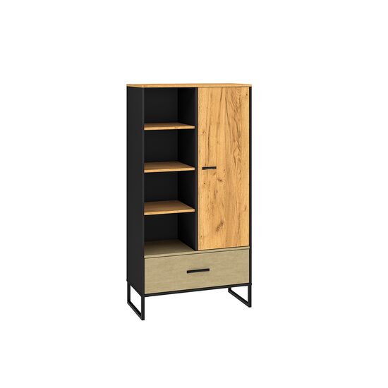COLT 04 ETAJERA 2D1S CRAFT ZLOTY/CZARNY-STAL PREMIUM(STEJAR AURIU/NEGRU-OTEL)